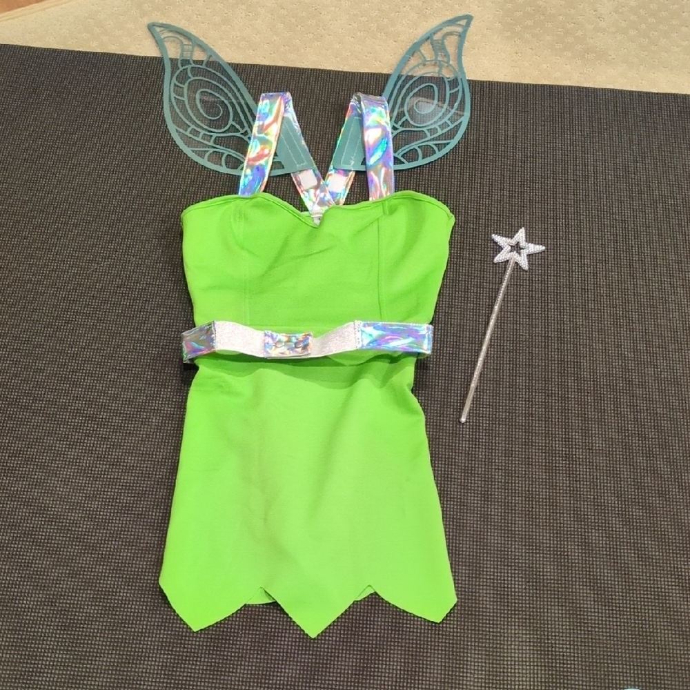 Green Fairy Costume with Wings and Wand